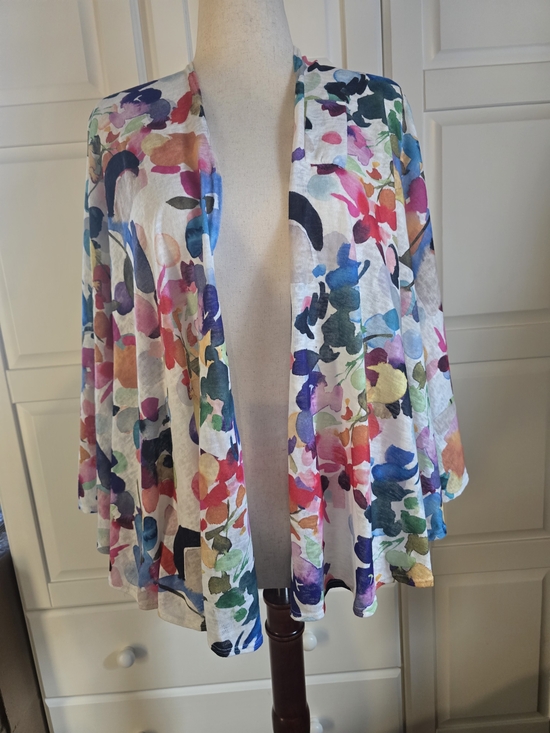 Et Lois Jackets & Blazers - Multi-Color Floral Open Front Women's Cardigan Jacket